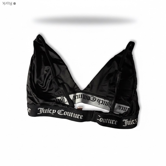 Juicy Couture Bralette Black Satin Adjustable Straps Signature Band Women’s XL - Picture 3 of 6